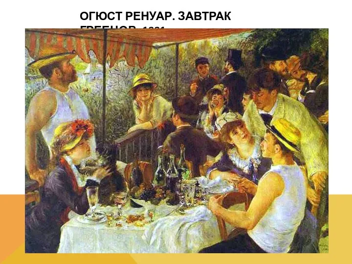 ОГЮСТ РЕНУАР. ЗАВТРАК ГРЕБЦОВ, 1881