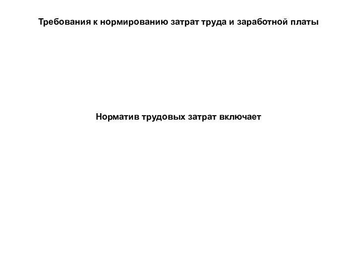 Требования к нормированию затрат труда и заработной платы Норматив трудовых затрат включает