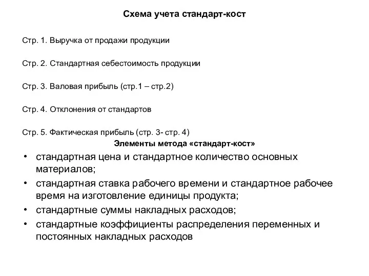 Схема учета стандарт-кост Стр. 1. Выручка от продажи продукции Стр.