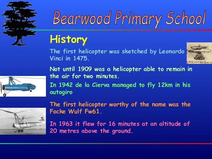 Bearwood Primary School Bearwood Primary School Bearwood Primary School History The first helicopter