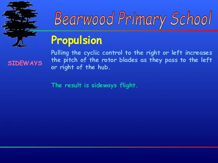 Bearwood Primary School Bearwood Primary School Propulsion The result is sideways flight. Bearwood
