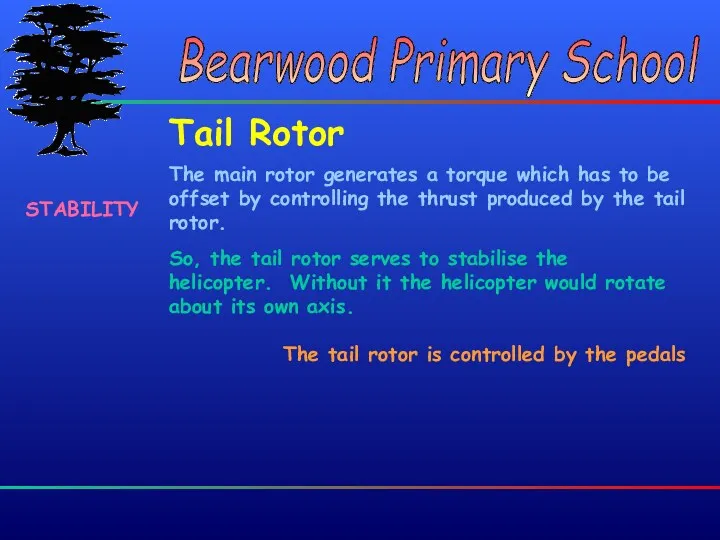 Bearwood Primary School Bearwood Primary School Tail Rotor So, the tail rotor serves