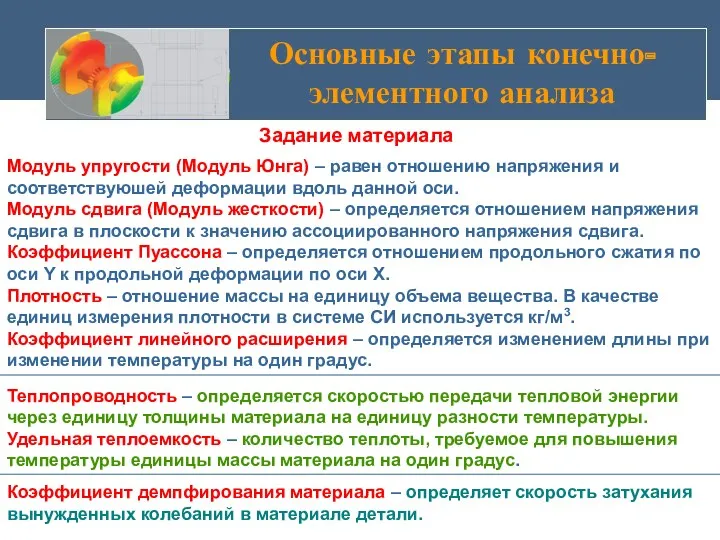 Основные этапы конечно-элементного анализа Модуль упругости (Модуль Юнга) – равен