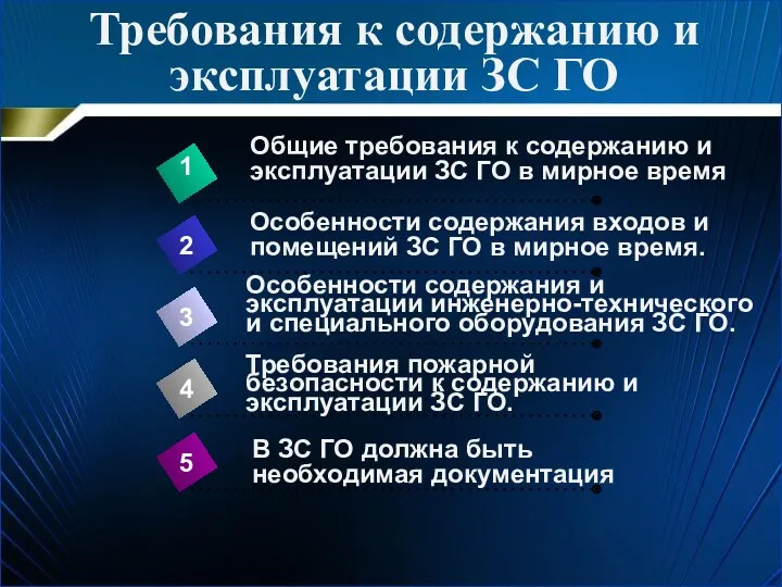 Требования к содержанию и эксплуатации ЗС ГО 4 Общие требования