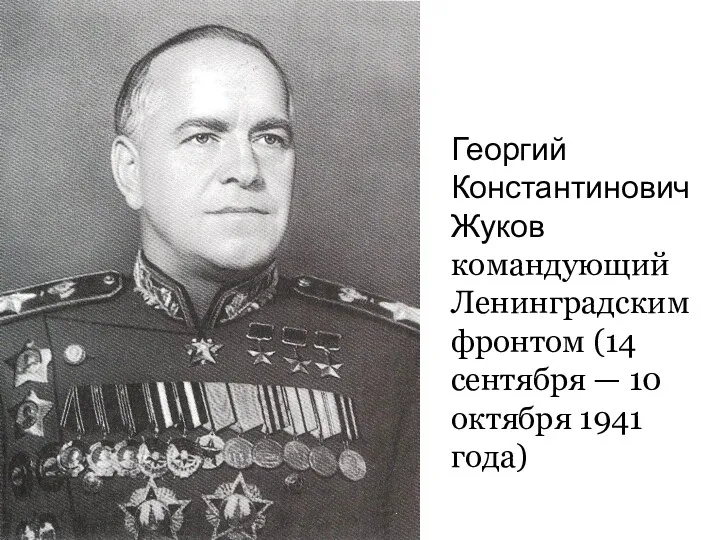 Георгий Константинович Жуков командующий Ленинградским фронтом (14 сентября — 10 октября 1941 года)