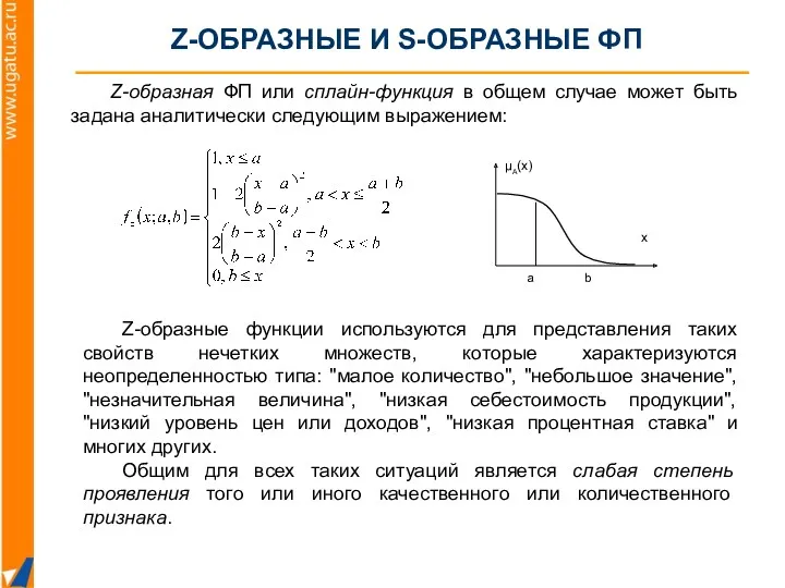 Z-образная ФП или сплайн-функция в общем случае может быть задана