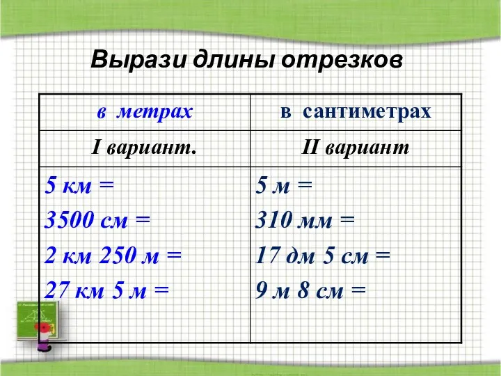 Вырази длины отрезков