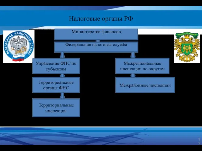 Налоговые органы РФ Министерство финансов Федеральная налоговая служба Управление ФНС