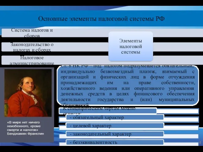 Основные элементы налоговой системы РФ