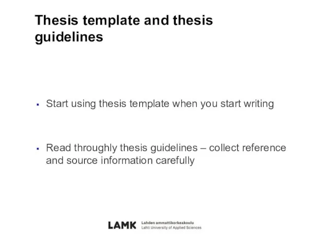 Thesis template and thesis guidelines Start using thesis template when