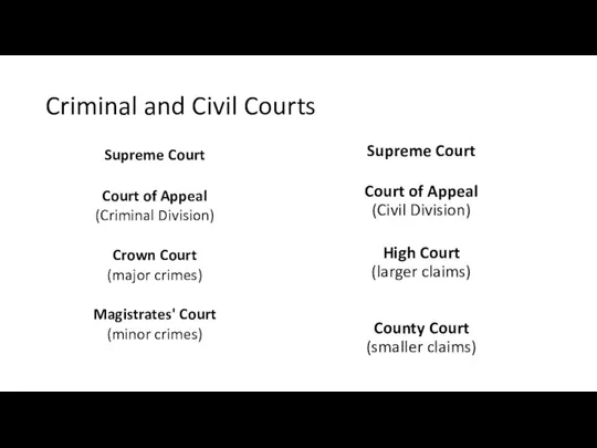 Criminal and Civil Courts Supreme Court Court of Appeal (Criminal