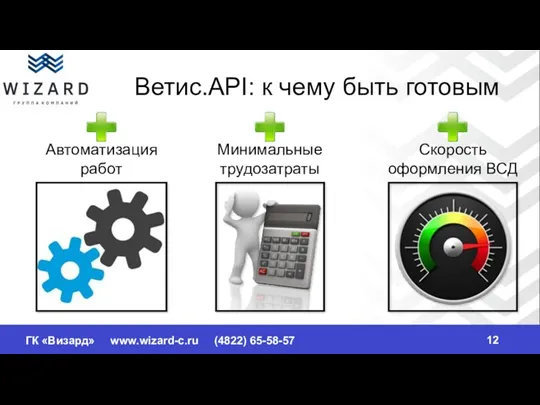 Ветис.API: к чему быть готовым Автоматизация работ Минимальные трудозатраты Скорость