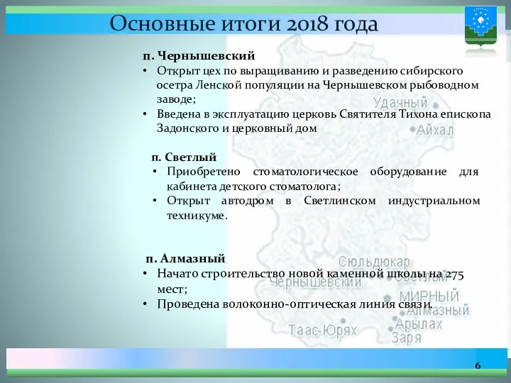 Основные итоги 2018 года п. Чернышевский Открыт цех по выращиванию