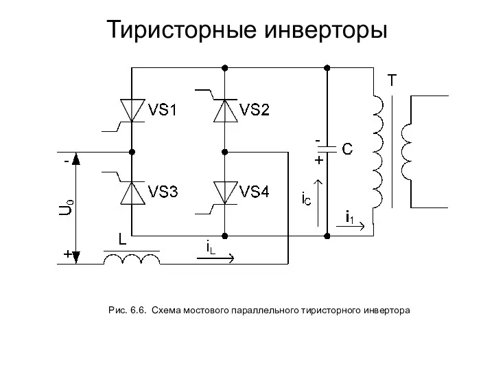 Тиристорные инверторы Рис. 6.6. Схема мостового параллельного тиристорного инвертора