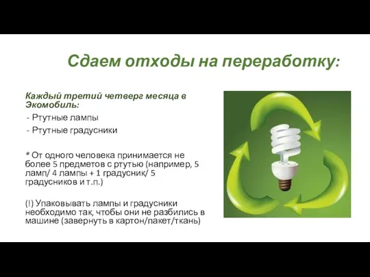 Каждый третий четверг месяца в Экомобиль: Ртутные лампы Ртутные градусники