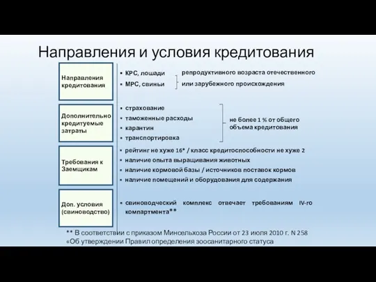 Направления и условия кредитования рейтинг не хуже 16* / класс