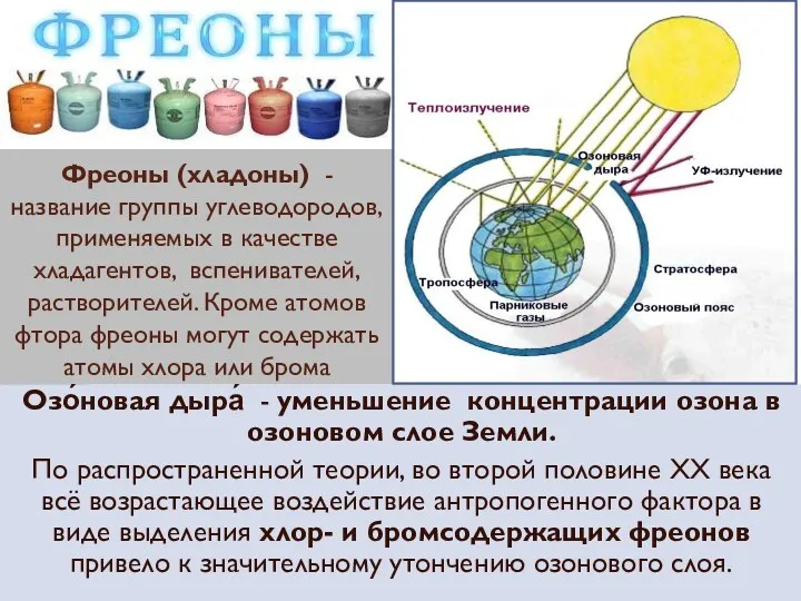 Фреоны (хладоны) - название группы углеводородов, применяемых в качестве хладагентов,