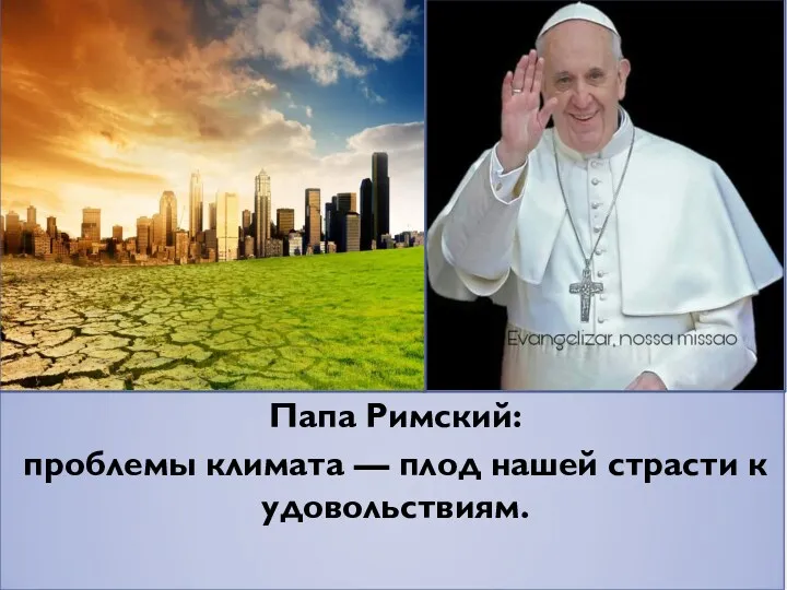Папа Римский: проблемы климата — плод нашей страсти к удовольствиям.