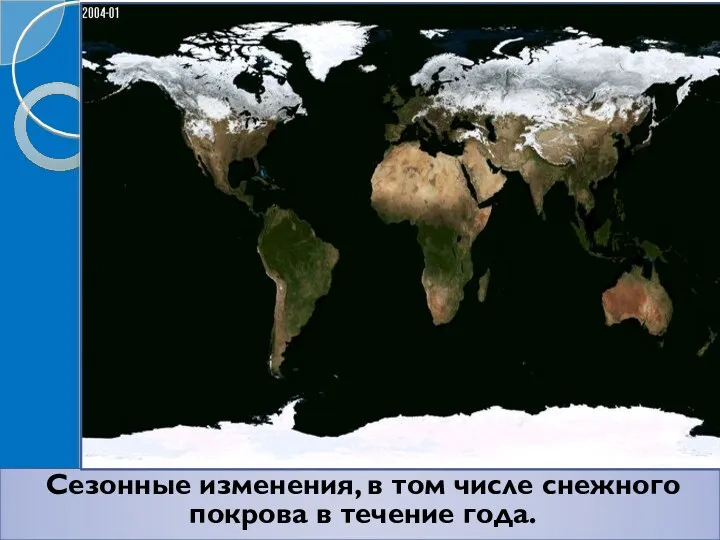 Сезонные изменения, в том числе снежного покрова в течение года.