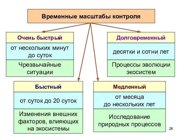 Временные масштабы контроля Очень быстрый Быстный Долговременный от нескольких минут