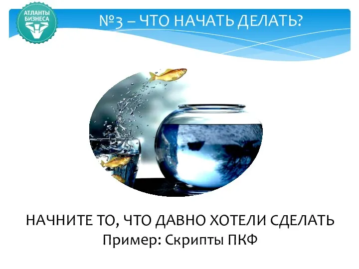 №3 – ЧТО НАЧАТЬ ДЕЛАТЬ? НАЧНИТЕ ТО, ЧТО ДАВНО ХОТЕЛИ СДЕЛАТЬ Пример: Скрипты ПКФ