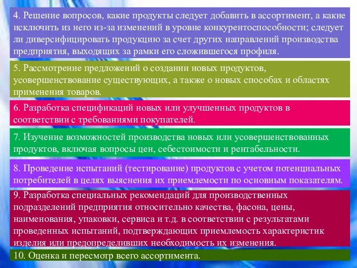 4. Решение вопросов, какие продукты следует добавить в ассортимент, а