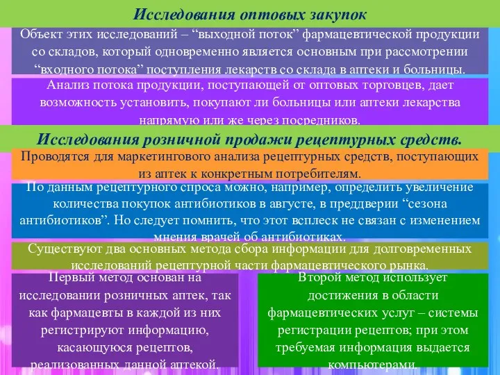 Объект этих исследований – “выходной поток” фармацевтической продукции со складов, который одновременно является