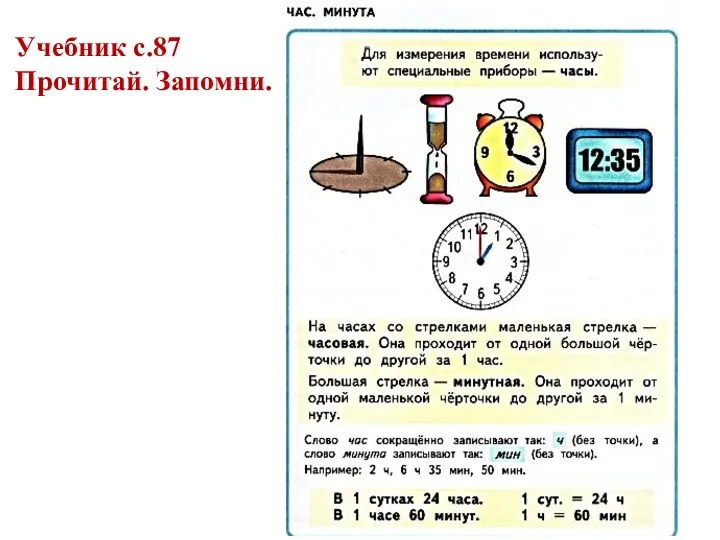 Учебник с.87 Прочитай. Запомни.