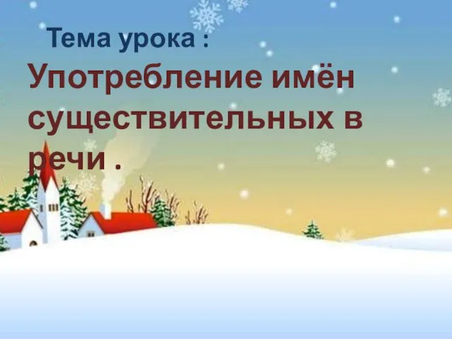 Тема урока : Употребление имён существительных в речи .