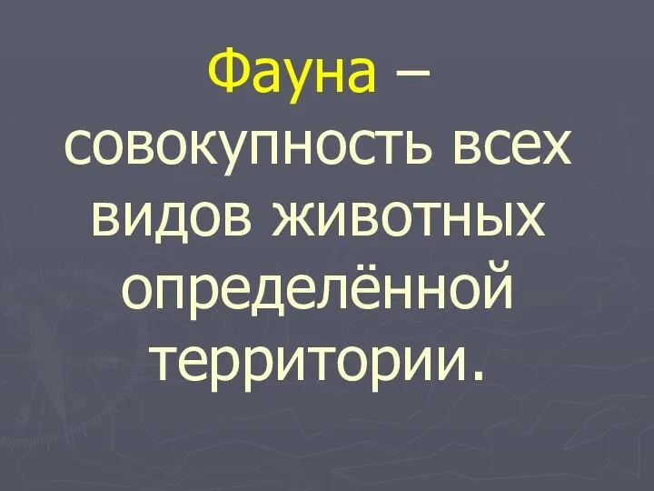 Фауна – совокупность всех видов животных определённой территории.