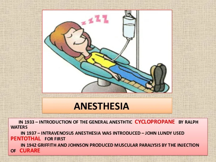 ANESTHESIA IN 1933 – INTRODUCTION OF THE GENERAL ANESTHTIC CYCLOPROPANE