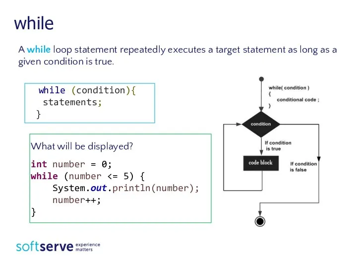 while A while loop statement repeatedly executes a target statement as long as