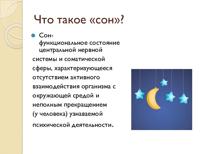 Что такое «сон»? Сон-функциональное состояние центральной нервной системы и соматической