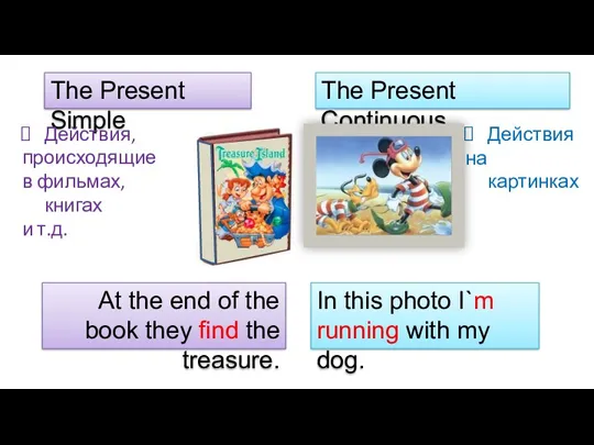 The Present Simple The Present Continuous Действия, происходящие в фильмах,