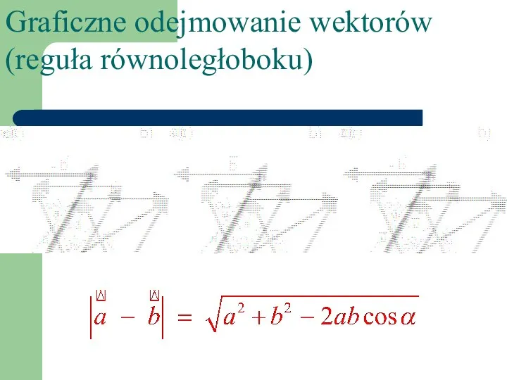 Graficzne odejmowanie wektorów (reguła równoległoboku)