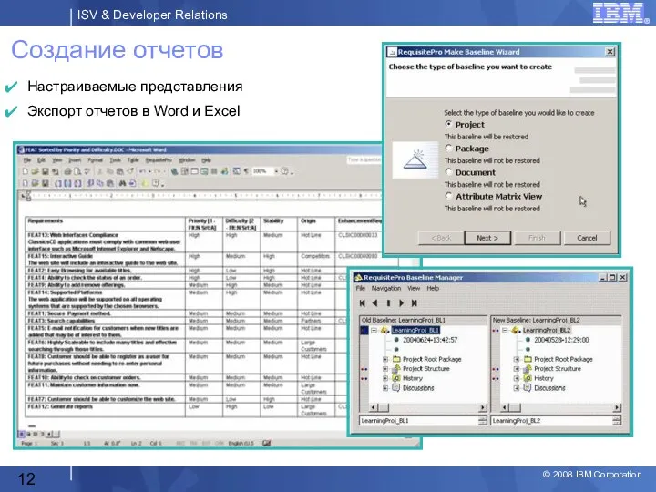 Создание отчетов Настраиваемые представления Экспорт отчетов в Word и Excel