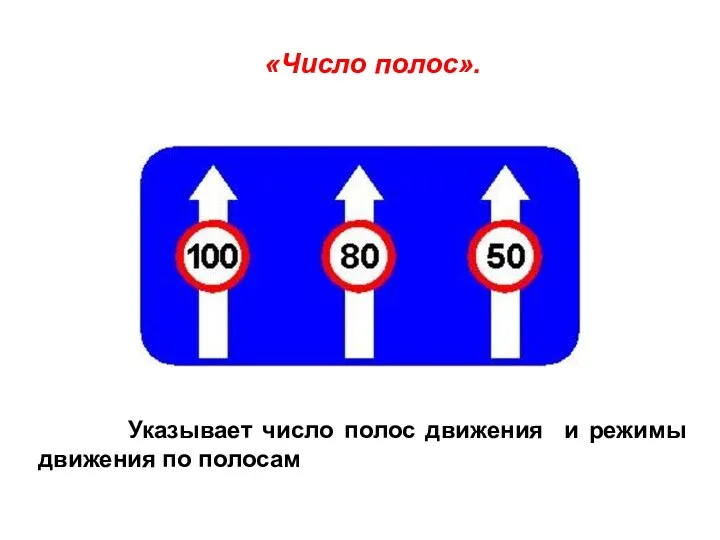 «Число полос». Указывает число полос движения и режимы движения по полосам