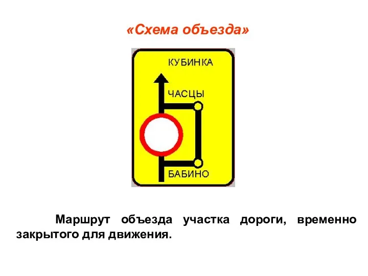 Маршрут объезда участка дороги, временно закрытого для движения. «Схема объезда»