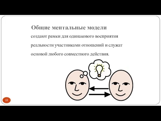 Общие ментальные модели создают рамки для одинакового восприятия реальности участниками