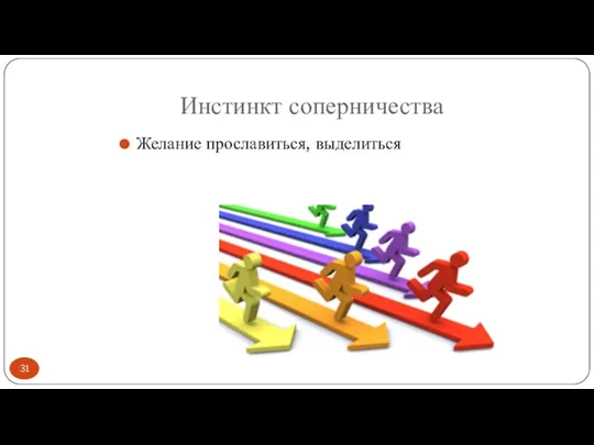 Инстинкт соперничества Желание прославиться, выделиться