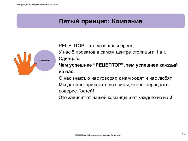 Пятый принцип: Компания Компания РЕЦЕПТОР - это успешный бренд. У