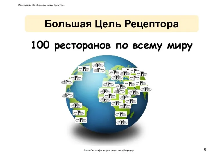 Большая Цель Рецептора 100 ресторанов по всему миру ©2018 Сеть