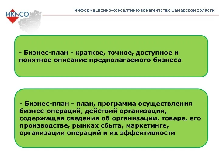 - Бизнес-план - краткое, точное, доступное и понятное описание предполагаемого