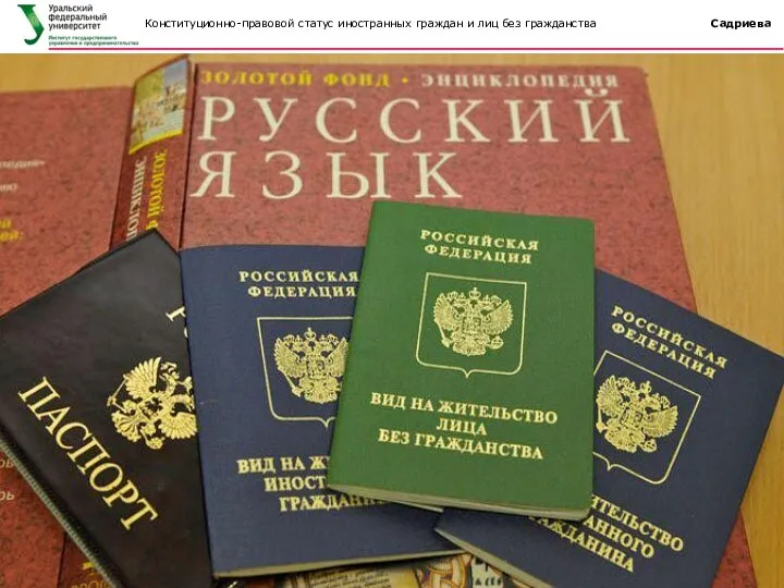 Конституционно-правовой статус иностранных граждан и лиц без гражданства Садриева