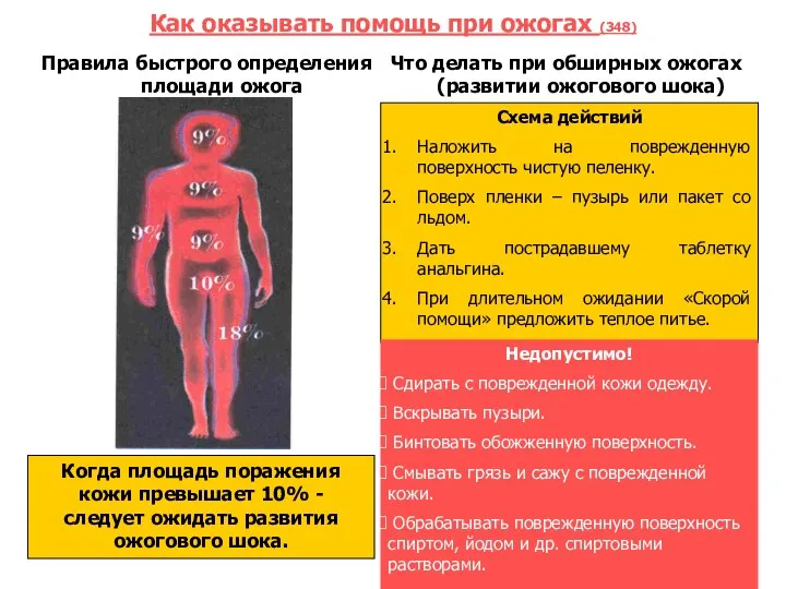 Как оказывать помощь при ожогах (348) Правила быстрого определения площади