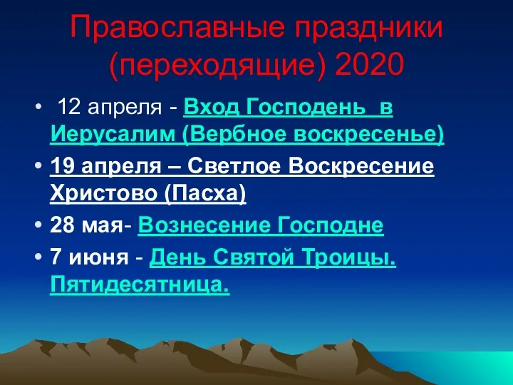 Православные праздники (переходящие) 2020 12 апреля - Вход Господень в