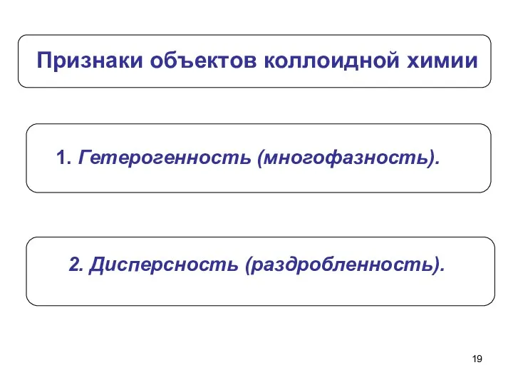 Признаки объектов коллоидной химии