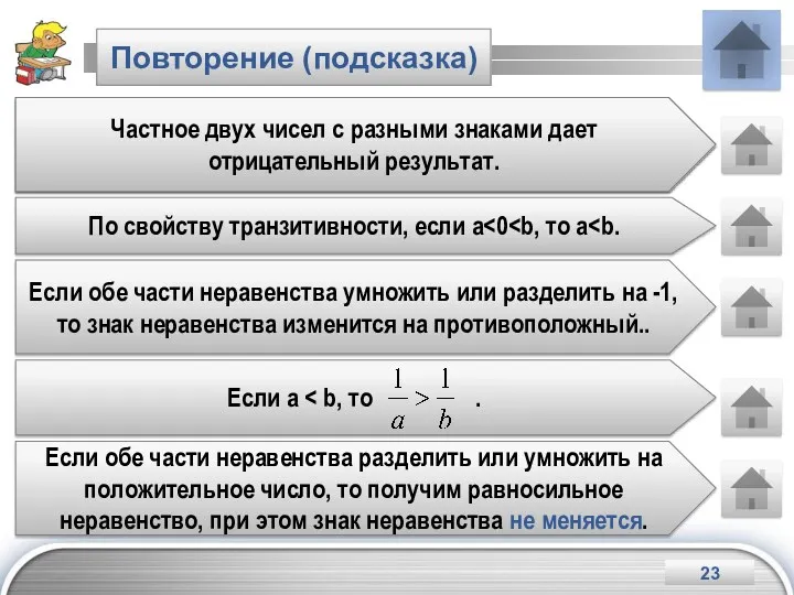 Повторение (подсказка) Произведение двух чисел с разными знаками дает отрицательный