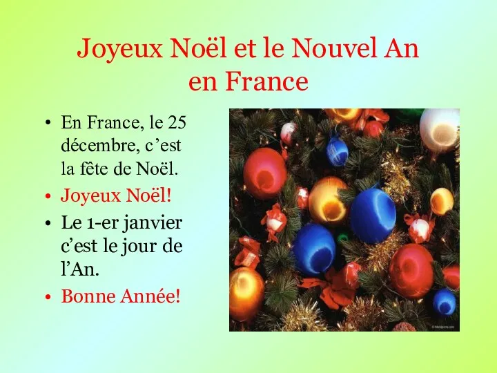 Joyeux Noël et le Nouvel An en France