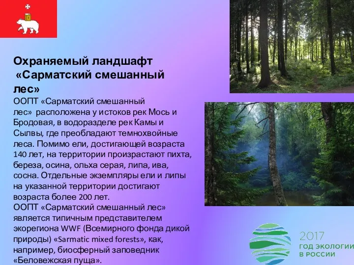Охраняемый ландшафт «Сарматский смешанный лес» ООПТ «Сарматский смешанный лес» расположена у истоков рек